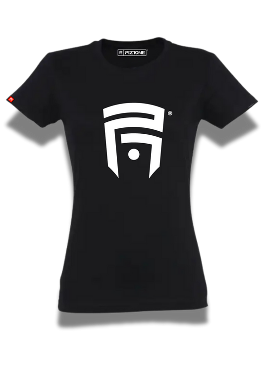 Women T-Shirt Black "White P1"