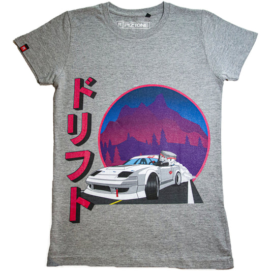 PIZTONE, t-shirt femme drift, t-shirt sport automobile, T-shirt drift touge, piston mécanique