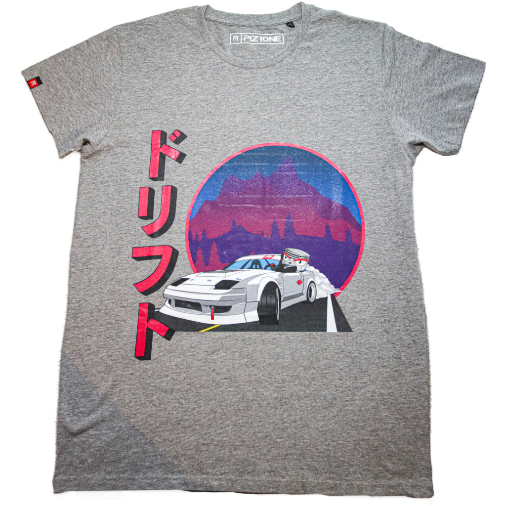 Piztone, t-shirt homme drift, t-shirt sport automobile, T-shirt drift touge, piston mécanique